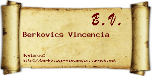Berkovics Vincencia névjegykártya
